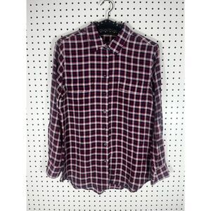 Equipment Femme silk plaid button down shirt size M